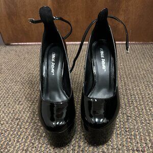 Public Desire Black Patent Heels - UK Size 3, US Size 5